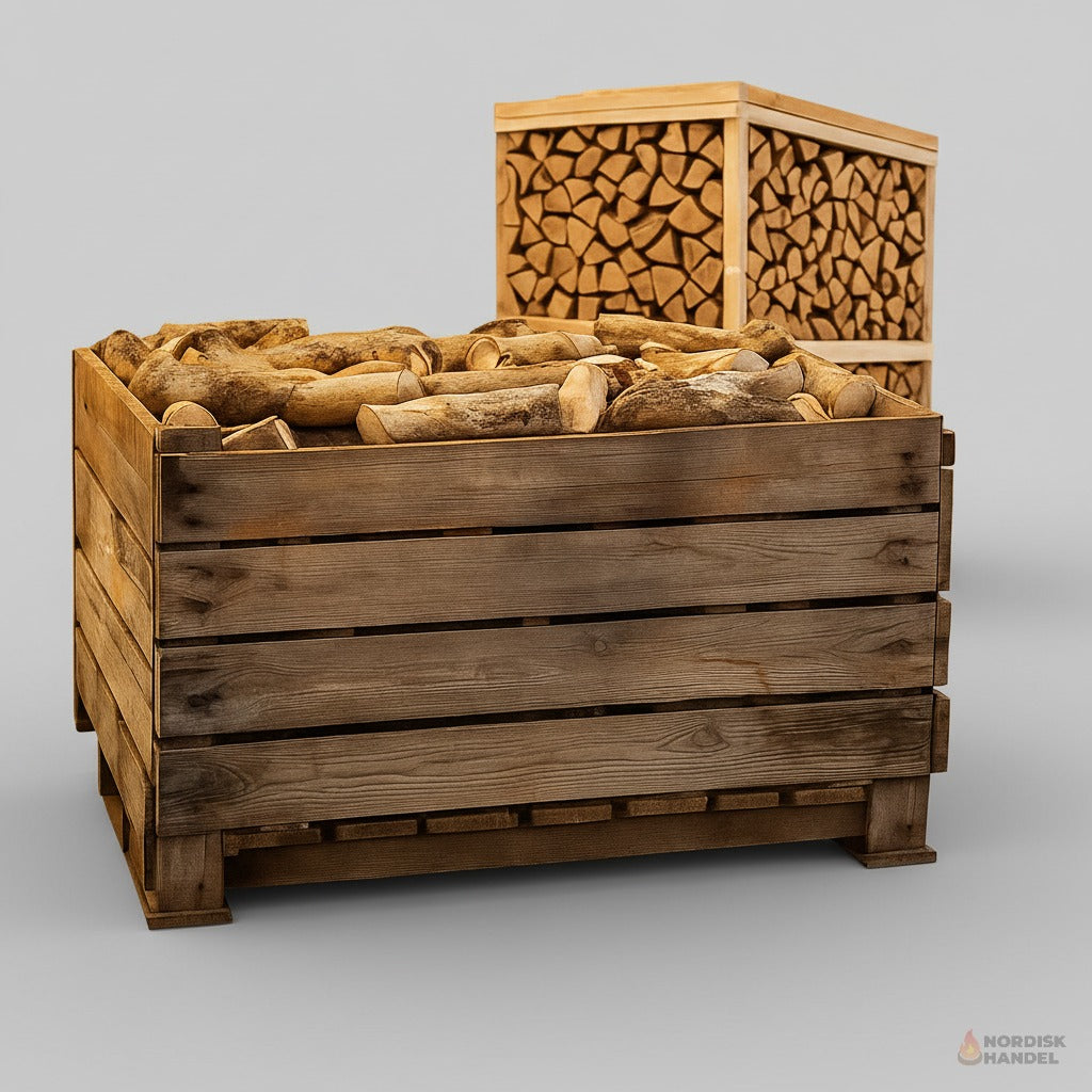 1 kasse olivenbrænde + 1 m3 Bøg brændetårn