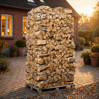 Ovntørt løvtræ XL Tårn - 132 store sække - klar til brug.