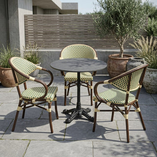 Paris 2 Cafésæt (3 Stole) – AFRICA 4 Bordstel & Bordplade i Komprimeret Natursten Ø70 cm
