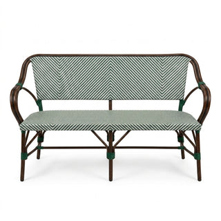 Paris Cafébænk med armlæn Fransk flet – Grøn/Beige